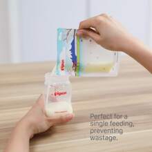 25pcs 180ml Breastmilk Storage Bags – Leak-Proof Freezer-Safe Milk Bags With Double Zipper, Pre-Sterilized Baby Milk Pouches, Easy Pour Spout, Durable & Travel-Friendly, Animal Design, Daily Pumping Essential For New Moms, Nursery Freezer Organizer, Trusted Brand, Pigeon - White - View 8