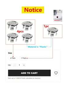 1/4/6pcs Set Of Plastic Bathroom Kitchen Sink, Replaceable Overflow Cover Ring Insert, Chrome Hole Circular Drainage Cover, Sink Accessories, Faucet Sink Cover, Sink, Plastic Electroplating Material, Kitchen And Bathroom Faucet Accessories, Anti Clogging Sewer Accessories, Floor Drain, Sink Decoration