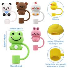 1/4/5/6/8pcs Cartoon Cute Animal Silicone Straw Cover For Cup,Reusable Straw Cover Airtight And Dustproof Drinking Straw Cover Splashproof Straw Cute Cover Accessories Home Room Decoration Party - Multicolor - View 5