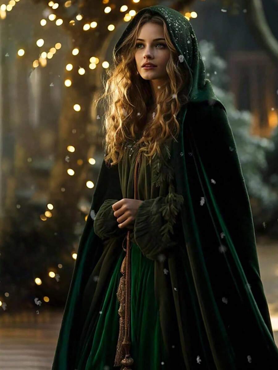 1 件派对装扮秀绒连帽斗篷适合各种节日角色扮演装扮派对表演道具万圣节