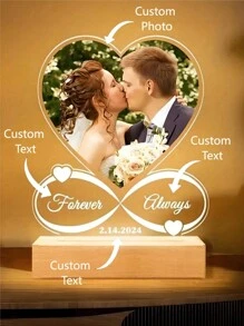 1 件定制婚礼亚克力夜灯，带照片或文字，适合情侣，作为送给她/他的结婚礼物，周年纪念日，婚礼，生日，周年纪念日 多功能，装饰性，可重复使用 精致，时尚，多功能，耐用，防霉，装饰性，精致，时尚，高品质，可爱，现代，定制，独特，个性化，适合他的理想礼物，适合她，她，男朋友，女朋友，爸爸，妈妈，家人，朋友，儿子，女儿，孩子，厨房，餐厅，卧室，办公室，客厅，家庭，花园，茶室，周年纪念日，生日，乔迁，毕业 - 最愛的人 - 查看 1