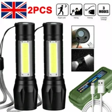 NetHong 2x High Power USB Rechargeable 1200000LM LED Flashlight Super Bright Torch Light - Black - View 1