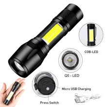 NetHong 2x High Power USB Rechargeable 1200000LM LED Flashlight Super Bright Torch Light - Black - View 4