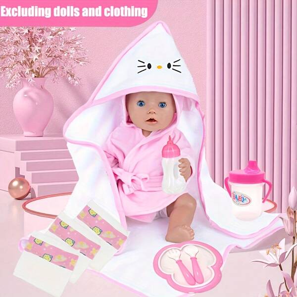 9Pcs/Set Of Baby Diapers+Blankets+Cutlery Accessories Set, Suitable For Girls' Dolls Under 18 Inches/45 Centimeters, Baby Dolls, The Best Holiday Gift For Children (Excluding Dolls And Clothes)