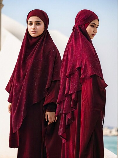 1 Stück Damen Lange Semart Kopfbedeckung, islamisches Damen Gebetsoutfit für Eid Al-Fitr Valentinstag