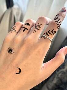 1 件花卉小图案临时纹身防水防汗一次性纹身贴纸适用于男女手臂、腰部、胸部、腿部、腹部、颈部、手部、手指、背部现代人体艺术