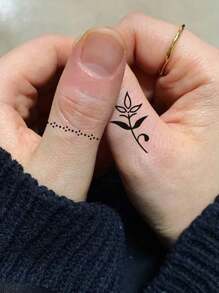 1 件花卉小图案临时纹身防水防汗一次性纹身贴纸适用于男女手臂、腰部、胸部、腿部、腹部、颈部、手部、手指、背部现代人体艺术