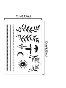 1 件花卉小图案临时纹身防水防汗一次性纹身贴纸适用于男女手臂、腰部、胸部、腿部、腹部、颈部、手部、手指、背部现代人体艺术