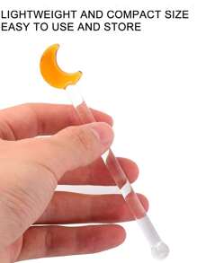 4 piezas Varillas agitadoras de vidrio, agitador con diseño de luna para mezclar bebidas, café, agua con miel, vuelta a clases con diseño de luna - Dorado - Ver 3