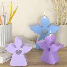 DIY Crystal Epoxy Resin Molds, Angel Mold, Fragrance Stone Plaster Candle, Heart Angel Silicone Mold - White - View 7