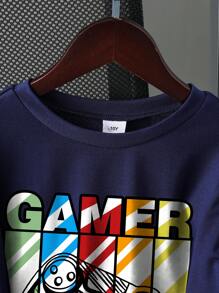 Tween Boy Video Game Graphic Print Short Sleeve Casual Top - Royal Blue - View 3