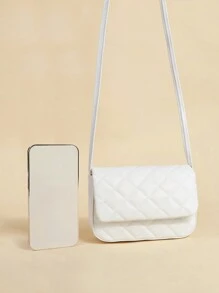1 pieza Bolso de hombro tipo mensajero cuadrado repujado en rombos simple, adecuado para uso diario, fiestas, viajes, como regalo de cumpleaños