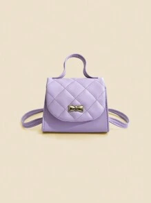 1pc Girls Diamond Quilted Bow Decor Cute & Fashionable Mini Princess Handbag, Versatile Hand/Shoulder Bag For Daily Use, Birthday Gift, Outfit Matching