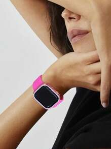 Tương thích với bộ dây đeo và vỏ đồng hồ Apple Bộ kết hợp thời trang, thể thao, mềm mại và thoải mái Khóa đinh tán Dây đeo silicon + Vỏ máy tính chống rơi và chống trầy xước đính đá sáng bóng có tích hợp màng kính cường lực Tương thích với Apple Watch 38/40/41/42/44/45/46/49mm Vỏ dây đeo thay thế Tương thích với Apple Watch Series Ultra/11/10/9/8/7/6/5/4/3/Se dành cho nữ - Búp bê barbie màu hồng - Xem 3