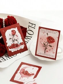 20张手工制作的520情人节贺卡，花店花束卡片，情侣爱情卡片，生日礼盒装饰标签 - 彩色 - 查看 3