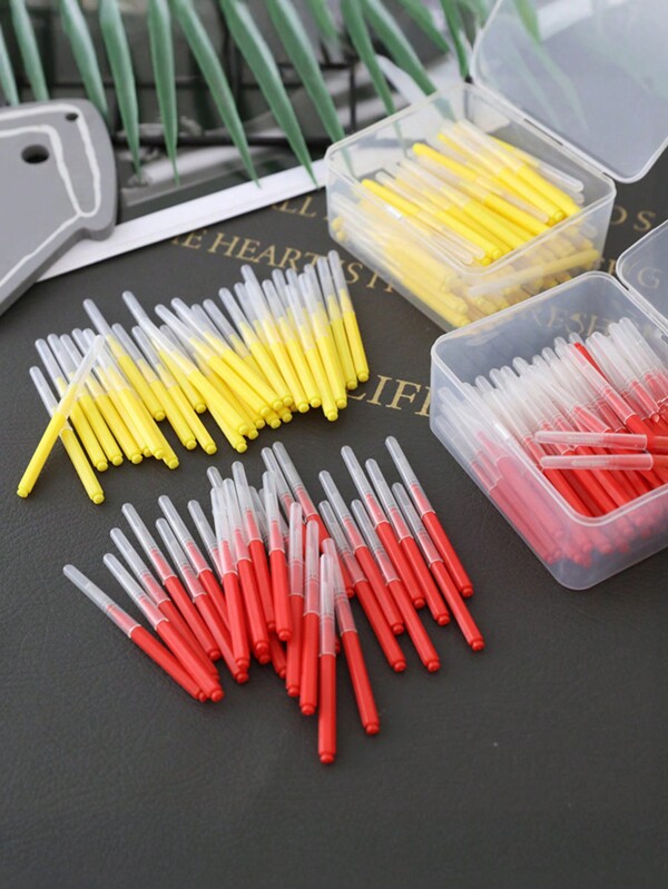50 PIEZAS Cepillos interdentales de limpieza profunda de alambre de acero inoxidable con cerdas de nailon, ideales para dientes y espacios, artículos esenciales de higiene oral para el hogar, el baño, la decoración de otoño y el regreso a la escuela