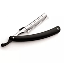 Kit Barba Tesoura Pente Navalhete Pincel Profissional 4 Peças C02 - Preto - Visão 2