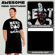 Disney Pyjama Set Short PJ Lounge Comfy Sleepwear Breathable Soft Nightwear Dad Gift - Black - View 4