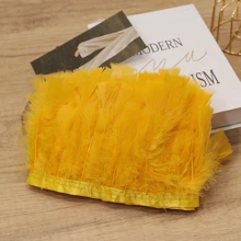 1 yarda de Ribete de tela con plumas de pavo totalmente emplumadas de estilo clásico, accesorio DIY hecho a mano y colorido para decoración de Halloween, fiesta festiva, boda, disfraz de baile, bolso, tocado, decoración de manga