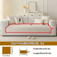 1件装四季通用纯色雪尼尔提花沙发垫，宠物友好型防污防滑沙发套，春秋季防刮沙发保护套，适用于L型组合沙发和1/2/3/4座沙发（单独出售） - 米色 - 查看 10