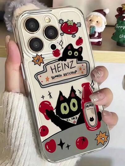 1pc Space Tomato Cat Graphic Full Coverage TPU Shockproof Phone Case Compatible With IPhone 17, 16, 15, 14, 13, 12, 11 Pro Max