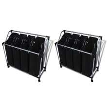 Laundry Sorters With Dual Bags In Black And Grey Set Of Two For Easy Sorting And Organization - Black - View 1