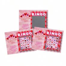 Valentine's Day Scratch-Off Bingo Cards, Raffle Tickets, Party Favors, Classroom Rewards, Family Games - BINGO - View 1
