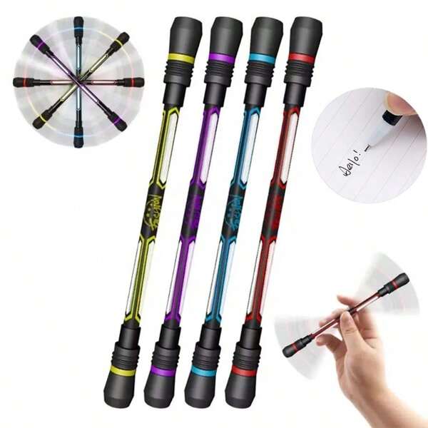 1/4/20pcs Finger Spinner Rotating Pens, Student Rotating Neutral Pen, Educational Rotating Pen, Non-Slip Stationery Office Supplies, 0.5mm Black Ink Refill,Back To School