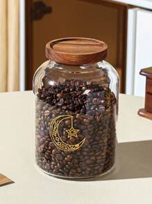 1 pieza Frasco de almacenamiento de plástico para el hogar, adecuado para granos, encurtidos, dulces, galletas, pan, apto para bodas, fiestas, regalos, cumpleaños, con diseños de estrellas, lunas y linternas