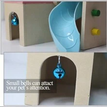 Casa para hámster, refugio para mascotas y animales pequeños, juguete de madera con escalera, tobogán y para roer divertido para animales pequeños - Multicolor - Ver 5