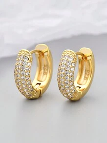 1 对 12 毫米-16 毫米水钻环状耳环 S925 或 925 纯银简约休闲女士耳环高品质珠宝礼物节日礼物生日礼物适合女性日常佩戴 - 半圈滿鑽圓形耳扣 - 查看 3