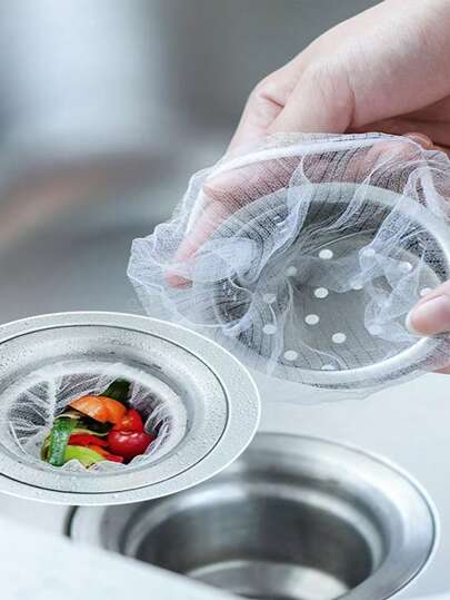 100pcs Kitchen Sink Strainer Bags, Sink Strainer Bags, Sink Drain Filter Bags, For Sink Drain, Collect Kitchen Food Residue And Garbage, Kitchen Supplies, Cleaning Supplies, Small Bags For Filtering Kitchen Sink, Suitable For Home And Restaurant, Effectively Prevent Drain Clogging.