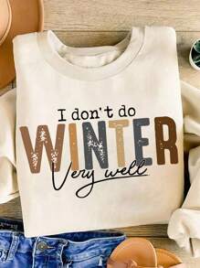 Felpa oversize con stampa da donna per autunno e inverno - Albicocca - Visualizzare 1