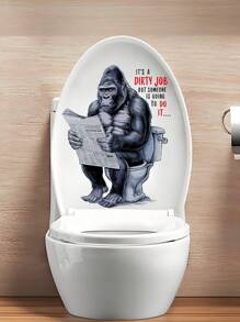 1pc, Prank Animal Stickers, Toilet Gorilla Pattern Toilet Seat Stickers, Home Decor Bathroom Stickers, Toilet Tank Decorations, Wall Decorations Bathroom Decor