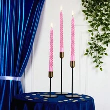 Deco Express Dinner Candles 6 Pack 6 Hours Twisted Non Drip Coloured Spiral Long Lasting Hours Burn Scented - Pink - View 4