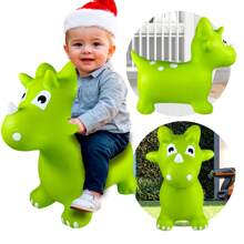GRUPO CARNAVALLIA Montable Inflable Brinca Luz y Sonido Dinosaurio Triceratops - Verde - Ver 1