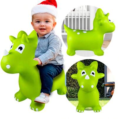 GRUPO CARNAVALLIA Montable Inflable Brinca Luz y Sonido Dinosaurio Triceratops