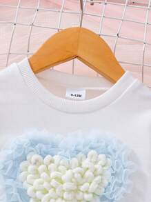 2pcs Baby Girl Heart Design Sweatshirt And Denim Pants Set, For Spring/Autumn