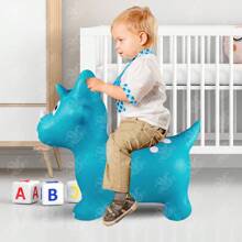 GRUPO CARNAVALLIA Montable Inflable Brinca Luz y Sonido Dinosaurio Triceratops - Verde Aqua - Ver 7