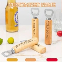 1 st/6 st Oktoberfest Houten Handvat Bierflesopener Aanpassing, Aangepaste Tekst Logo Telefoonnummer Bedrijfsnaam Praktische Multifunctionele Sleutelhanger Flessenopener Evenement Reclame Klein Geschenk Graveren Handige Draagbare Bierflesopener, Roestvrijstalen Bierflesopener, Massief Houten Flessenopener Wijndeksel Opening Flessenopener