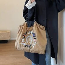 3 种尺寸包包,复古时尚手提包,大容量可重复使用购物袋,女士新款刺绣手提包,高端单肩包。配套刺绣包包、手提包、链条包、夏日节日礼物。适合女士、旅行、工作和办公室、舞会、派对、周末和假期、旅行度假必备品 - 彩色 - 查看 22