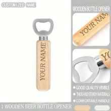 1 st/6 st Oktoberfest Houten Handvat Bierflesopener Aanpassing, Aangepaste Tekst Logo Telefoonnummer Bedrijfsnaam Praktische Multifunctionele Sleutelhanger Flessenopener Evenement Reclame Klein Geschenk Graveren Handige Draagbare Bierflesopener, Roestvrijstalen Bierflesopener, Massief Houten Flessenopener Wijndeksel Opening Flessenopener