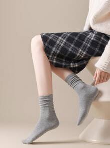 4 Pairs Women Seamless Ankle High Socks With Elastic Top, Daily Casual Slouchy Socks For Spring/Autumn, Fall