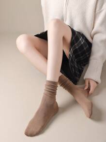 4 Pairs Women Seamless Ankle High Socks With Elastic Top, Daily Casual Slouchy Socks For Spring/Autumn, Fall