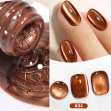 LYTTOA 1 件 15ml 卸除红色猫眼指甲油，新款水晶玻璃珍珠光泽迷你灯泡磁性猫眼胶，适合女性，DIY 家居美甲