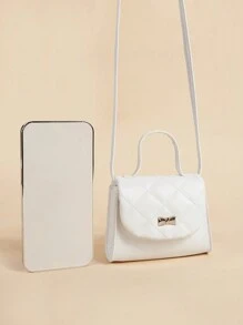 1pc Girls Diamond Quilted Bow Decor Cute & Fashionable Mini Princess Handbag, Versatile Hand/Shoulder Bag For Daily Use, Birthday Gift, Outfit Matching