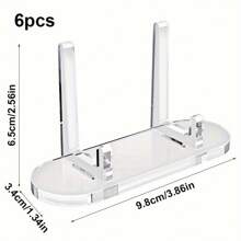 1/3/6pcs Baaji Display Stand, Single Badge Millet Storage Rack, Acrylic Commemorative Coin Streamer Transparent Perimeter Sign Stand, Clear Plastic Desktop Holder, Boho Style, No Electricity Required - Clear - View 9