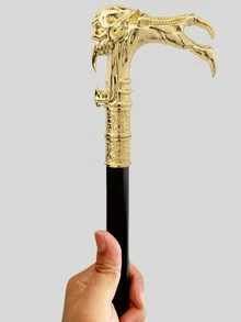1pc Vintage Dual-Tone Skeleton Walking Cane - Punk Style Metal Cane, All-Metal Gentleman's Cane Suitable For Cosplay And Stage Performance, Applicable For Parties And Events Halloween Accessories - Multicolor - View 14
