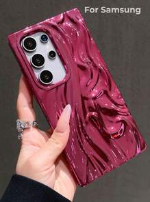 Funda de teléfono con efecto arrugado chapado en rosa manzana, resistente al agua, a los golpes y a los arañazos - Rosa Fucsia - Ver 4