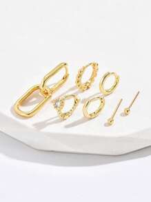 1conjunto/7peças Conjunto De Brincos De Zircônia Cúbica Cintilante, Incluindo Pregos, Clips E Argolas, Perfeito Para Festas, Festivais, Encontros Ou Casamentos